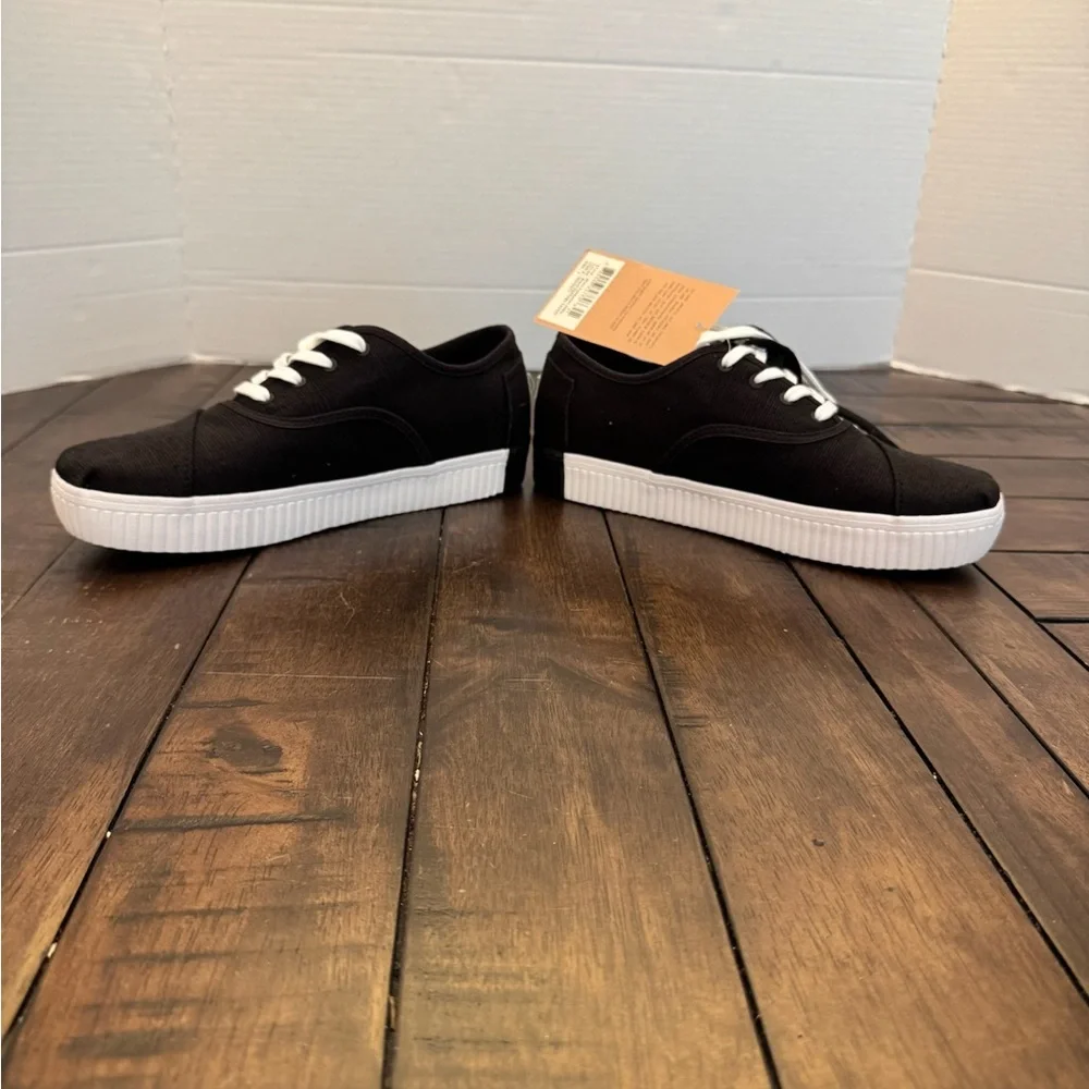 TOMS Cordones Indio Womens 7 B Sneakers Casual Shoes Black Heritage Canvass NIB